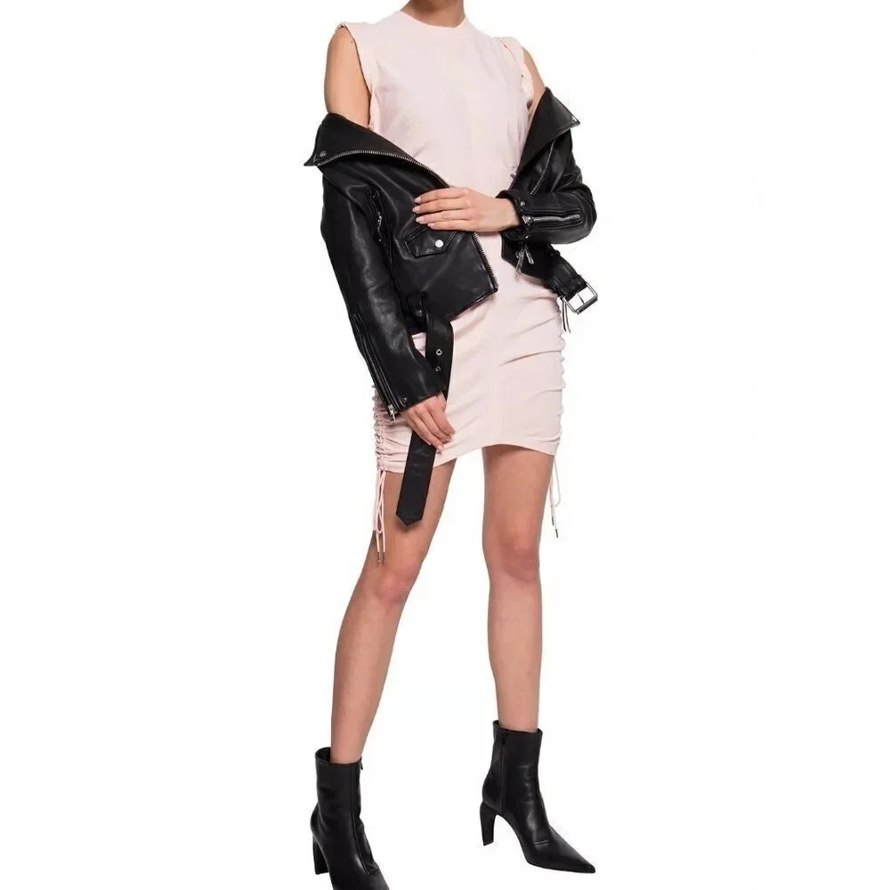 T BY ALEXANDER WANG Pink Ruched Round Neck  Dress